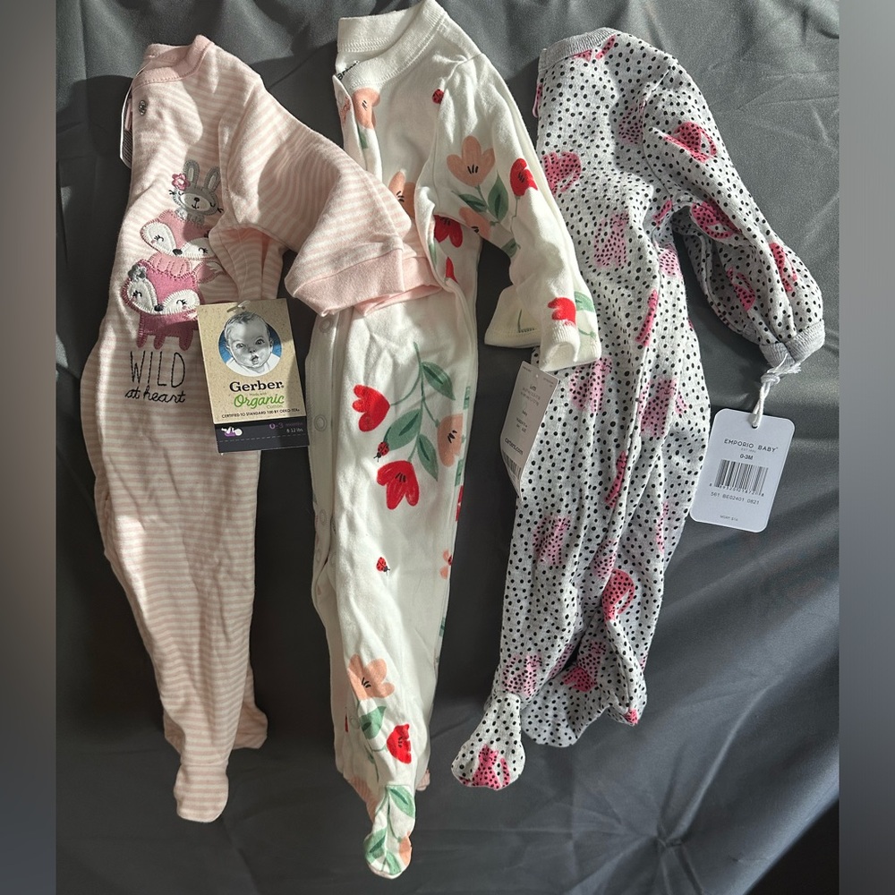 3 piece girl footies - NWT